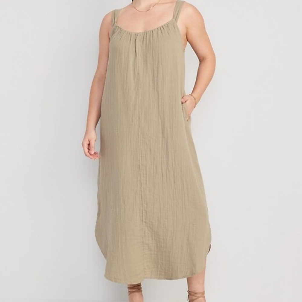 Old Navy Beige Sleeveless Midi Dress